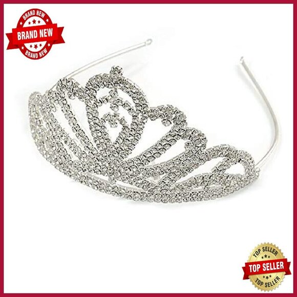 Rhodium Plated Austrian Crystal Tiara Bridal Prom Headband main image 7